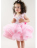Pink Pearls Embellished Ruffle Tulle Flower Girl Dress Pink Pearls Embellished Ruffle Tulle Flower Girl Dress